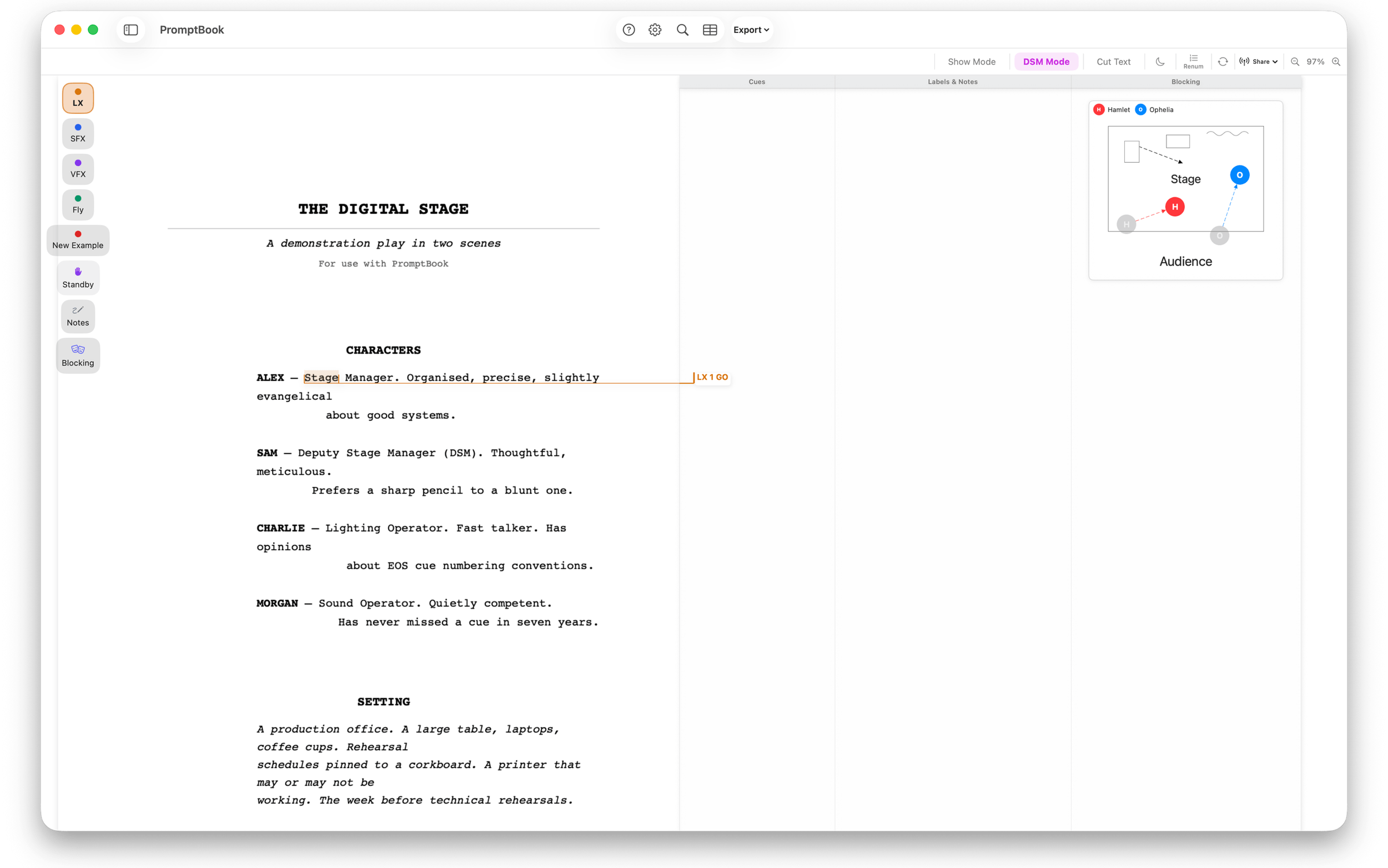 Mac – Stage Blocking